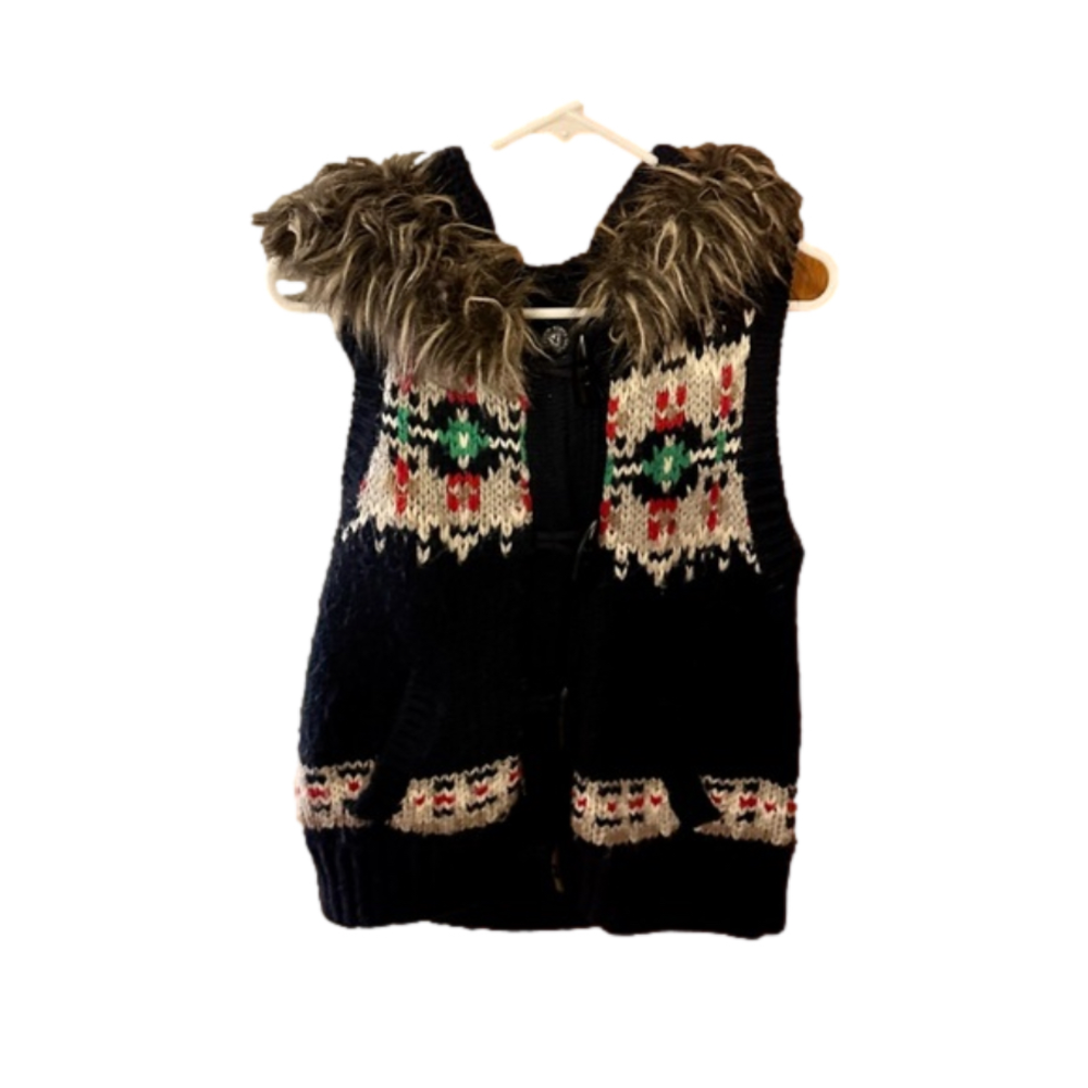 Women's American Eagle vest Medium - GUC - fur lined hood - wool/thick
